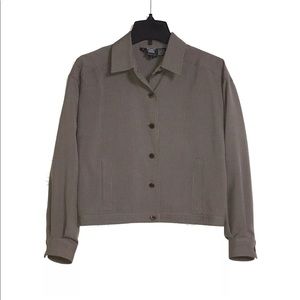 Worth - Brown Micro-Houndstooth Crop Shirt Jacket